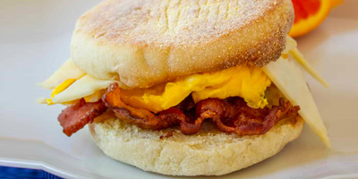 Hot Bacon, Egg and Cheese Barm