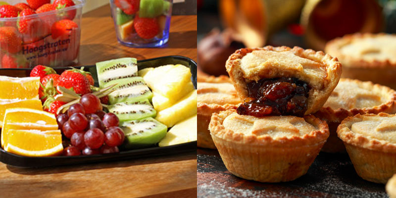 Mince Pies and Cut Tropical Fruit