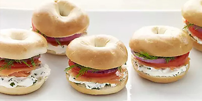 Mini Smoked Salmon, Lemon and Dill Bagels